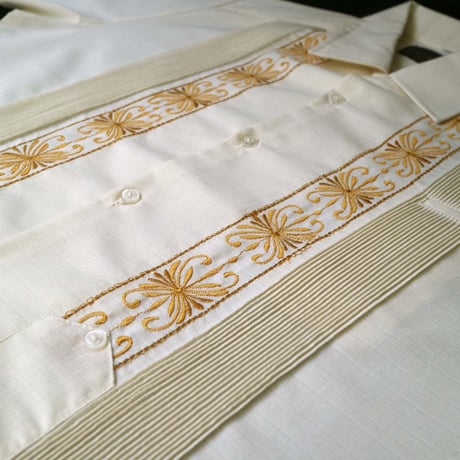 【予約商品】【半袖】【 ESG-01S-OFG 】【 S/S GUAYABERA 】【 REJILLADA 】【 OFF WHITE x GOLD 】【 オフホワイト x 金 】