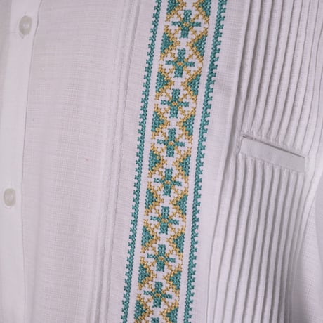 【長袖】【ESG-109L-WJA】【GUAYABERAS】【 L/S GUAYABERA】【WHITE x JADE 】