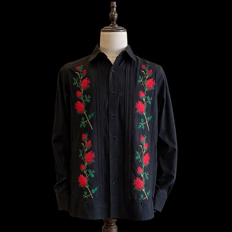 【2027年7月31日までにお届け】【受注生産】【長袖】【 ESG-W10L-BR 】【 L/S GUAYAMISA 】【 ROSA 】【 BLACK x RED 】【 黒 x 赤 】