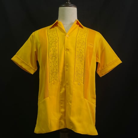 【半袖】【サイズ36(M)】【IMP-DE-18S-MU-36】【 DEADSTOCK 】【S/S GUAYABERA】【MUSTARD】【辛子色】