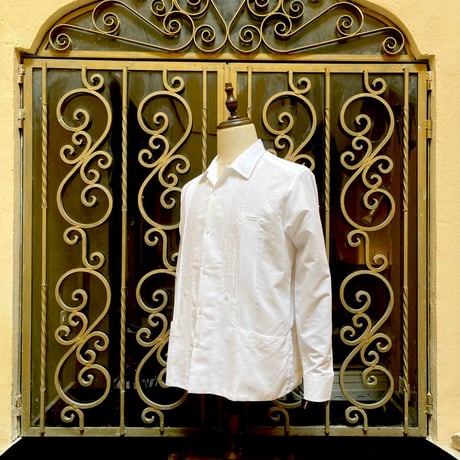 【2027年7月31日までにお届け】【受注生産】【長袖】【 ESG-01L-W 】【 L/S GUAYABERA 】【 REJILLADA 】【 WHITE 】【 白 】