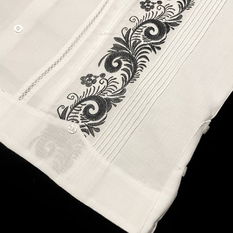 【予約商品】【長袖】【袖刺繍】【ESG-T30L-WB】【 L/S GUAYAMISA 】【WHITExBLACK】【白x黒】