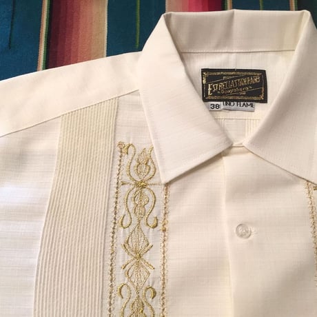 【長袖】【 ESG-01L-OFG 】【 L/S GUAYABERA 】【 REJILLADA 】【 OFF WHITE x GOLD 】【.オフホワイト x 金 】