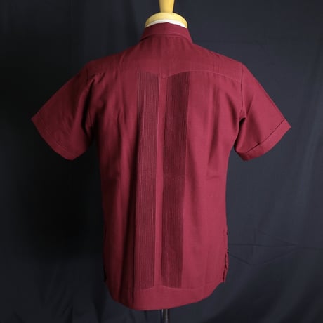 【2027年7月31日までにお届け】【受注生産】【半袖】【ESG-01S-BUW】【S/S GUAYABERA】【REJILLADA】【 BURGUNDY x WHITE 】