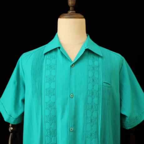 【2027年7月31日までにお届け】【受注生産】【半袖】【 ESGS-03S-JA 】【 S/S GUAYABERA 】【 REJILLADA MOTA 】【 麻の葉柄 】【 JADE 】【翡翠】