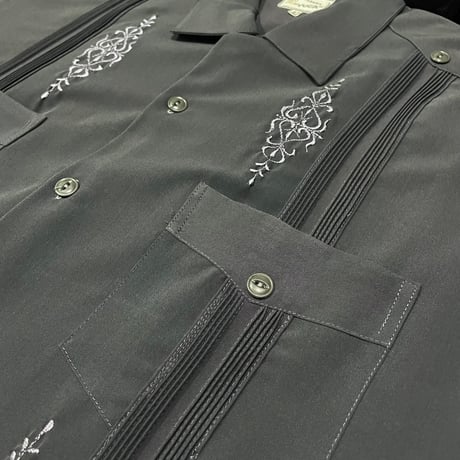 【予約】【半袖】【サイズ42(2XL)】【IMP-DE-34S-CH-42】【 DEADSTOCK 】【S/S GUAYABERA】【CHARCOAL】  【炭黒】