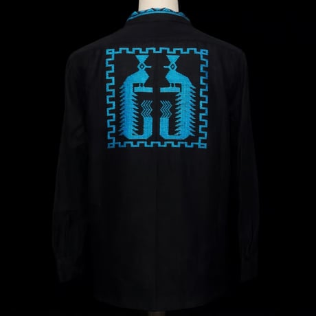 【予約商品】【長袖】【IMP-QTZ-LS-BBL】【GUATEMALA】【 L/S QUETZAL SHIRTS】【BLACKxBLUE】【黒x青】