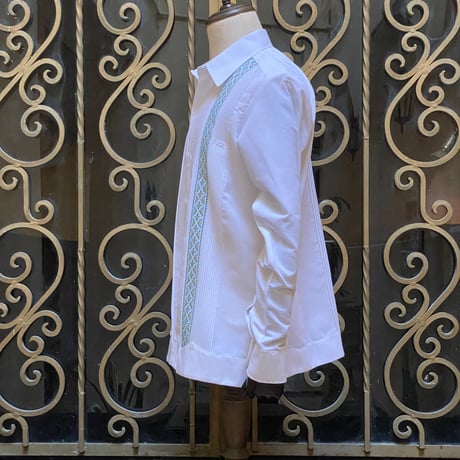 【長袖】【ESG-109L-WJA】【GUAYABERAS】【 L/S GUAYABERA】【WHITE x JADE 】