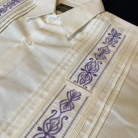【長袖】【 ESG-32L-OFPU 】【 L/S GUAYAMISA 】【OFF WHITExPURPLE】 【オフホワイトx紫】