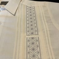 【半袖】【麻の葉柄】【 ESGS-10S-OFSI】【 S/S GUAYAMISA ASA 】【OFF WHITExSILVER】