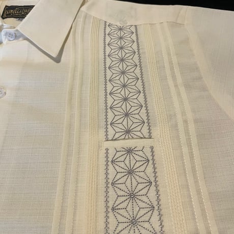 【半袖】【麻の葉柄】【 ESGS-10S-OFSI】【 S/S GUAYAMISA ASA 】【OFF WHITExSILVER】