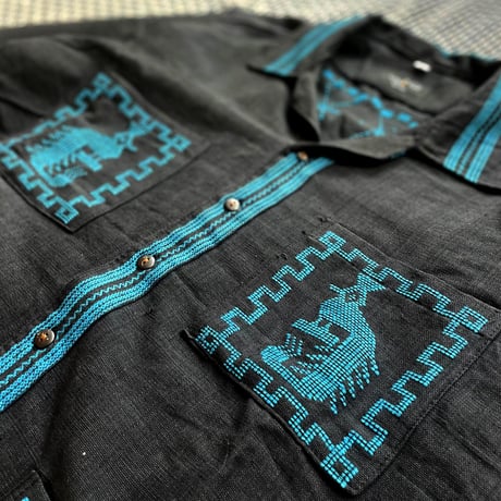 【長袖】【ESGG-QTZ-LS-BBL】【GUATEMALA】【 L/S QUETZAL SHIRTS】【BLACKxBLUE】【黒x青】