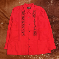 【ご注文日より１年以内にお届け】【受注生産】【長袖】【 ESG-20L-REB 】【 L/S GUAYABERA 】【 REJILLADA 】【 RED x BLACK 】【 赤 x 黒 】