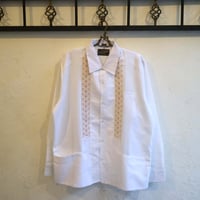 【10月中旬】【予約商品】【長袖】【 ESGS-04L-WG 】【 L/S GUAYABERA 】【REJILLADA ASA】【麻の葉柄】【 WHITE x GOLD 】