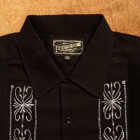 【予約商品】【半袖】【 ESG-01S-BSI 】【 S/S GUAYABERA 】【 REJILLADA 】【 BLACK x SILVER 】【 黒 x 銀 】
