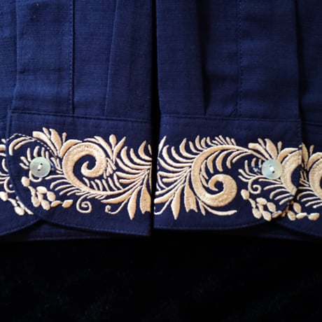 【お取り寄せ商品】【長袖】【袖刺繍】【IMP-101L-NG】【 L/S GUAYABERA 】【 NAVY x GOLD 】【 紺 x 金 】