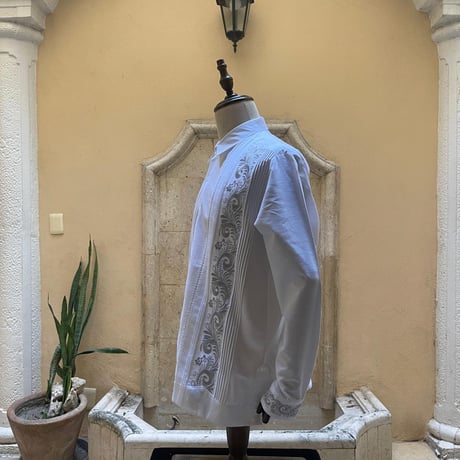 【予約商品】【長袖】【袖刺繍】【ESG-T30L-WS】【 L/S GUAYAMISA 】【WHITEx SILVER】【白x銀】