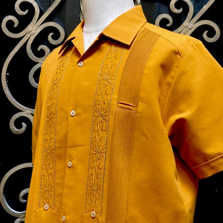 【2027年7月31日までにお届け】【受注生産】【 半袖 】【 ESG-01S-MU 】【 S/S GUAYABERA 】【 REJILLADA 】【 MUSTARD 】【 マスタード 】