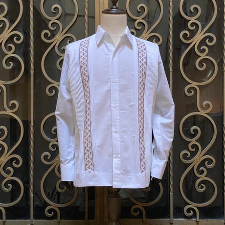 【長袖】【ESG-109L-WBR】【GUAYABERAS COLLI】【 L/S GUAYABERA】【WHITE x BROWN 】