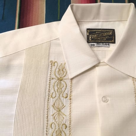 【長袖】【 ESG-01L-OFG 】【 L/S GUAYABERA 】【 REJILLADA 】【 OFF WHITE x GOLD 】【.オフホワイト x 金 】