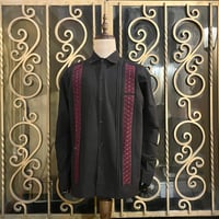【2027年7月31日までにお届け】【受注生産】【長袖】【麻の葉柄】【 ESGS-10L-BBU】【 L/S GUAYAMISA ASA 】【BLACKxBURGUNDY】 【黒x臙脂色】