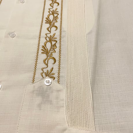 【2027年7月31日までにお届け】【受注生産】【ESG-20L-OFG】【REJILLADA 】【L/S GUAYABERA】【OFF WHITExGOLD】 【オフホワイトx金】
