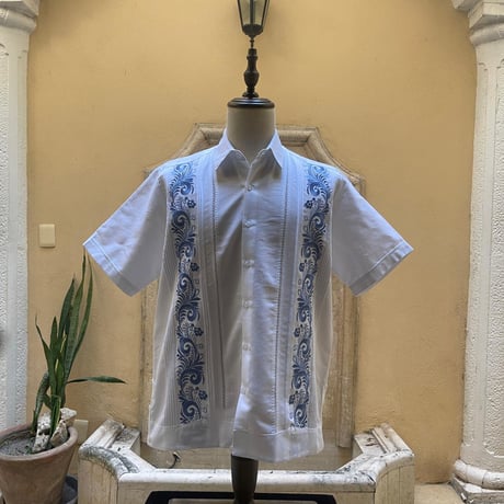 【予約商品】【半袖】【袖刺繍】【ESG-30S-WBL】【 S/S GUAYAMISA 】【 WHITExBLUE 】【 白x青 】