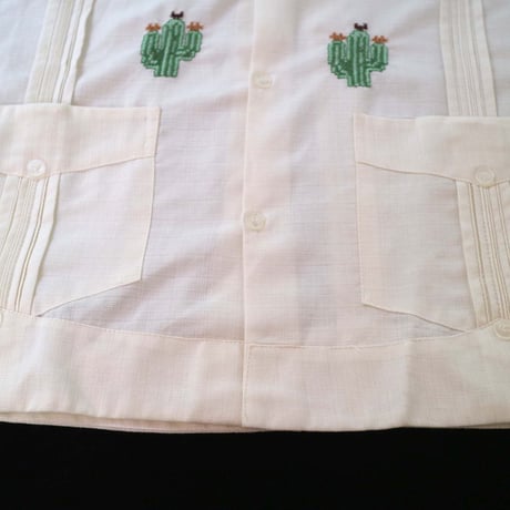 【2027年7月31日までにお届け】【受注生産】【長袖】【CACTUS 手刺繍】【HANDMADE】【CUBANA】】【 ESGP-106L-IV】【 L/S GUAYABERA】【IVORY】