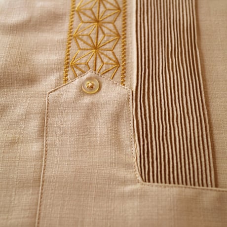 【2027年7月31日までにお届け】【受注生産】【 半袖 】【 ESGS-04S-KHG 】【 REJILLADA ASA 】【 麻の葉柄 】【 KHAKI x GOLD 】【 カーキ x 金 】