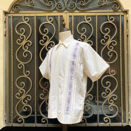 【半袖】【 ESG-32S-OFPU 】【S/S GUAYAMISA】【OFF WHITE x PURPLE】 【オフホワイト x 紫】