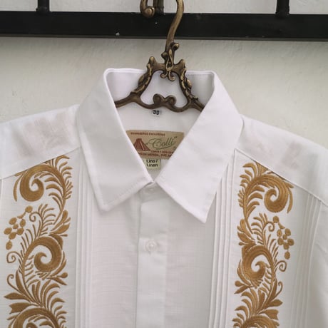 【お取り寄せ商品】【長袖】【IMP-COL-100L-WG】【GUAYABERAS COLLI】【 L/S GUAYABERA】【 WHITE x GOLD 】【 白 x 金 】
