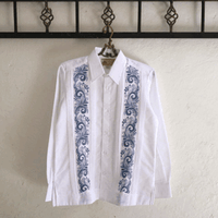 【お取り寄せ商品】【長袖】【IMP-COL-100L-WBL】【GUAYABERAS COLLI】【 L/S GUAYAMISA 】【 WHITExBLUE 】【 白 x 青 】