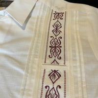 【半袖】【 ESG-32S-OFBU 】【S/S GUAYAMISA】【OFF WHITE x BURGUNDY】 【オフホワイト x 臙脂色】