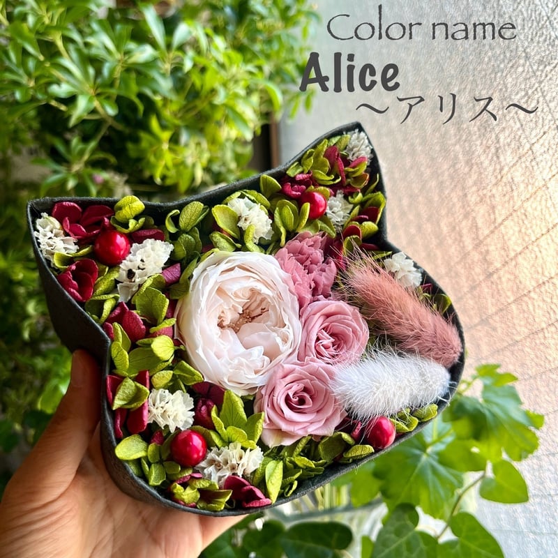 ねこばこ Alice ～アリス～ オリジナル 猫型 フラワーボックス
