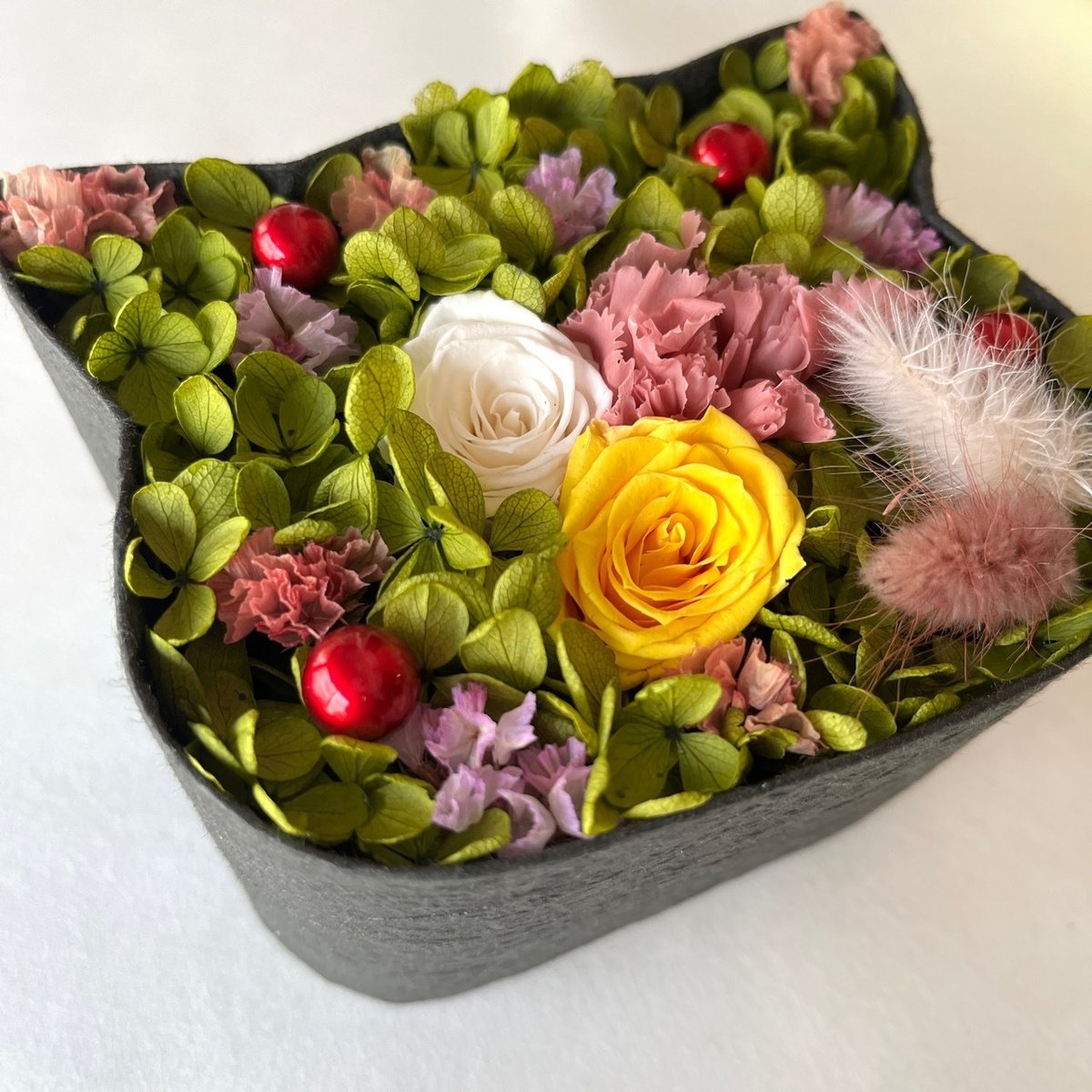 ピンク系ねこちゃんドライフラワーボックス ピンク系ねこちゃんドライフラワーボックス ピンク系ねこちゃんドライ