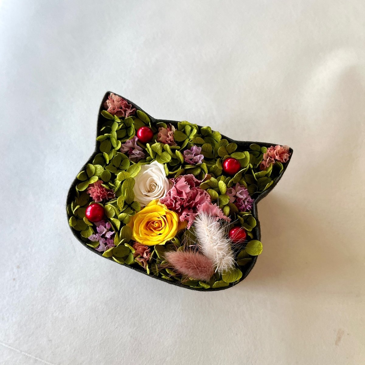 マルシェバッグ♡フランスアンティークレース♡猫カゴ♡お花モチーフ♡ こねこばこ Candy ～キャンディ～ オリジナル 猫型 フラワーボックス
