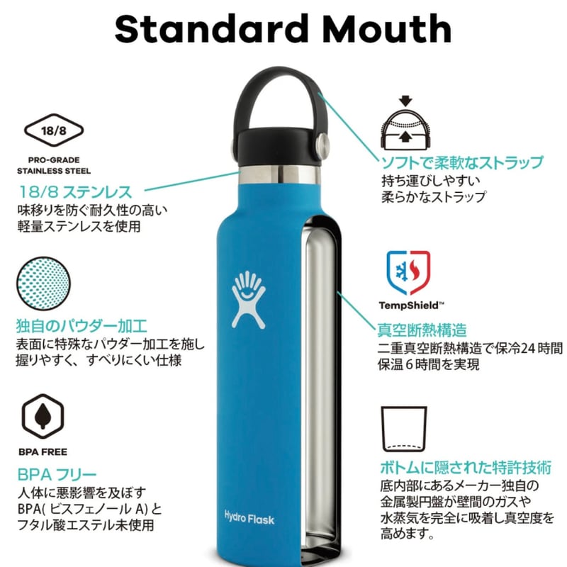 Hydro Flask】 21oz スタンダードマウス フレックスストロー 621ml |