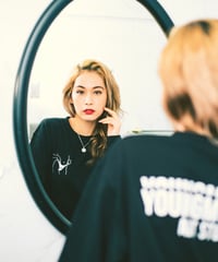 【AC】“SMILE” embroidery L/S Tee Black