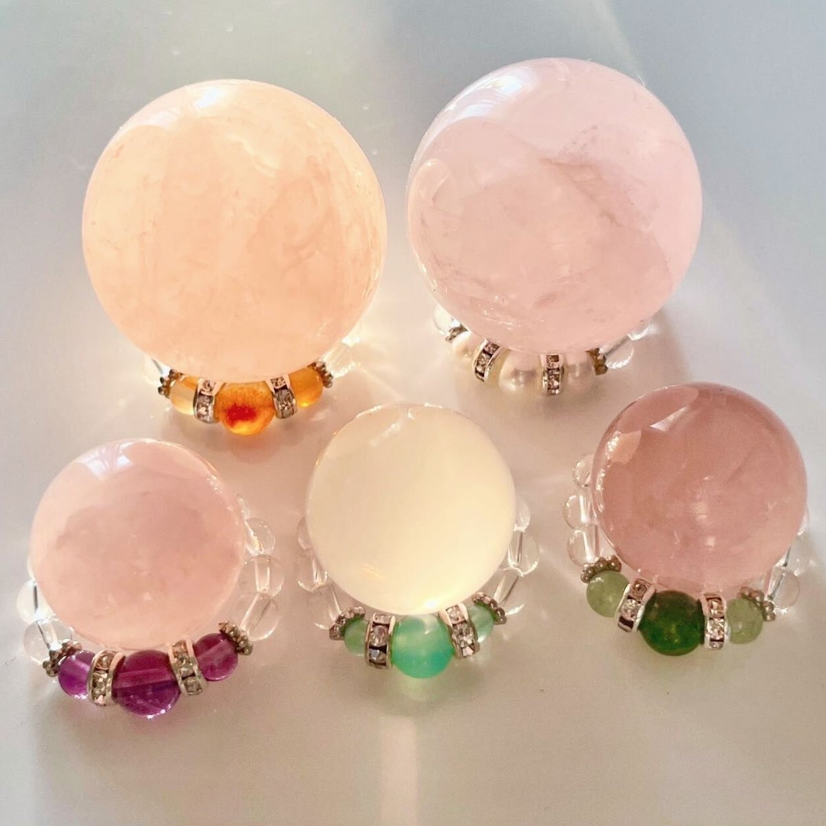 丸玉台座【ローズクォーツ】 | Flora Kimiko Jewelry & Stone