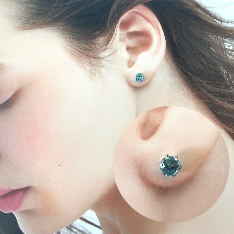 ブルージルコンPt900ピアス | Flora Kimiko Jewelry & Stone 