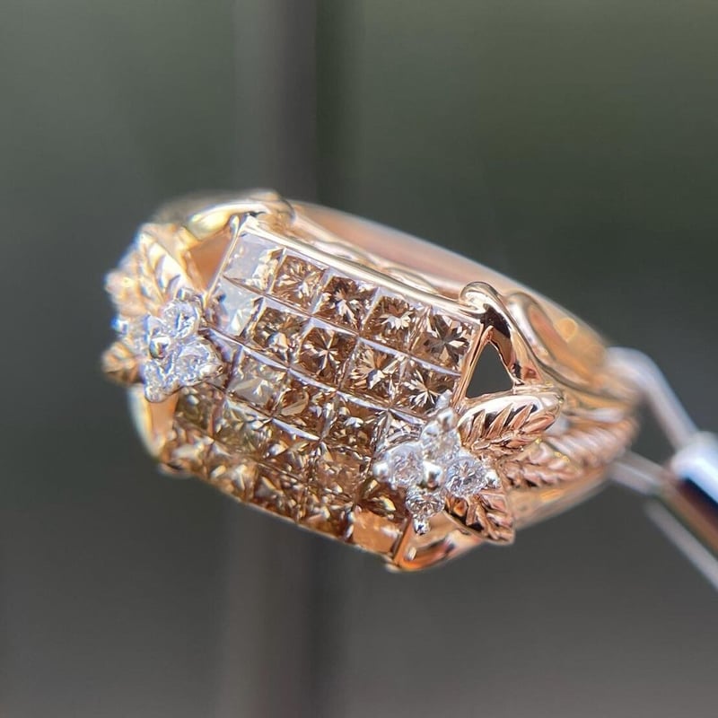 シャンパンカラーダイヤリング | Flora Kimiko Jewelry & Stone