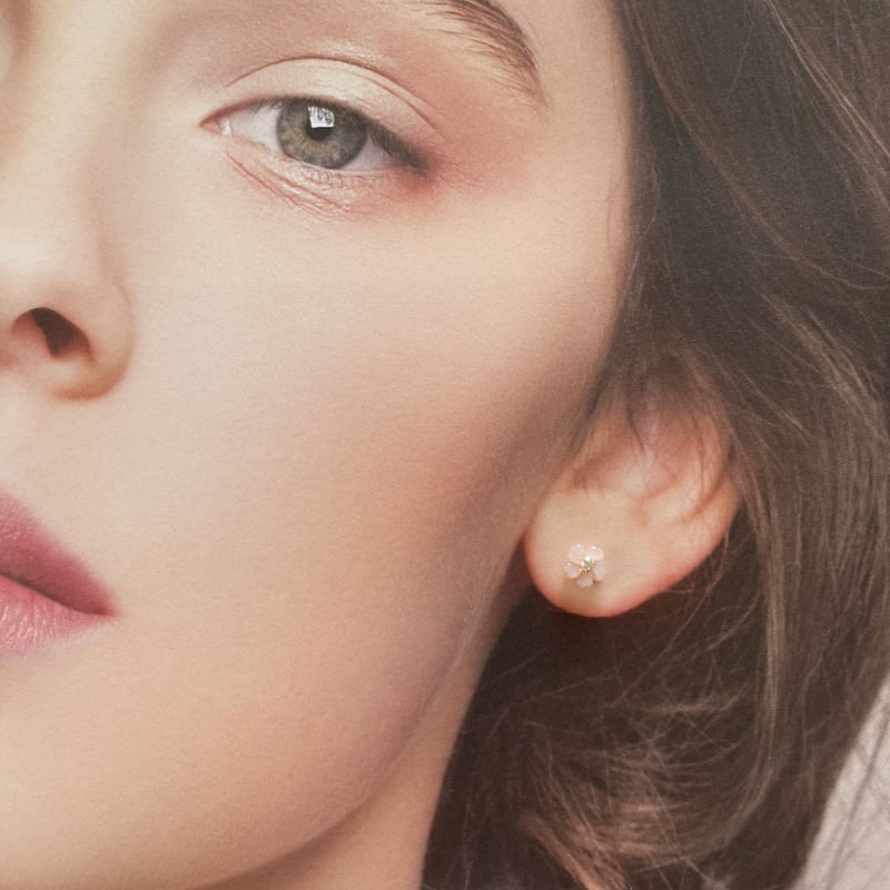 天然ダイヤ/ピンク蝶貝ピアス | Flora Kimiko Jewelry & Stone