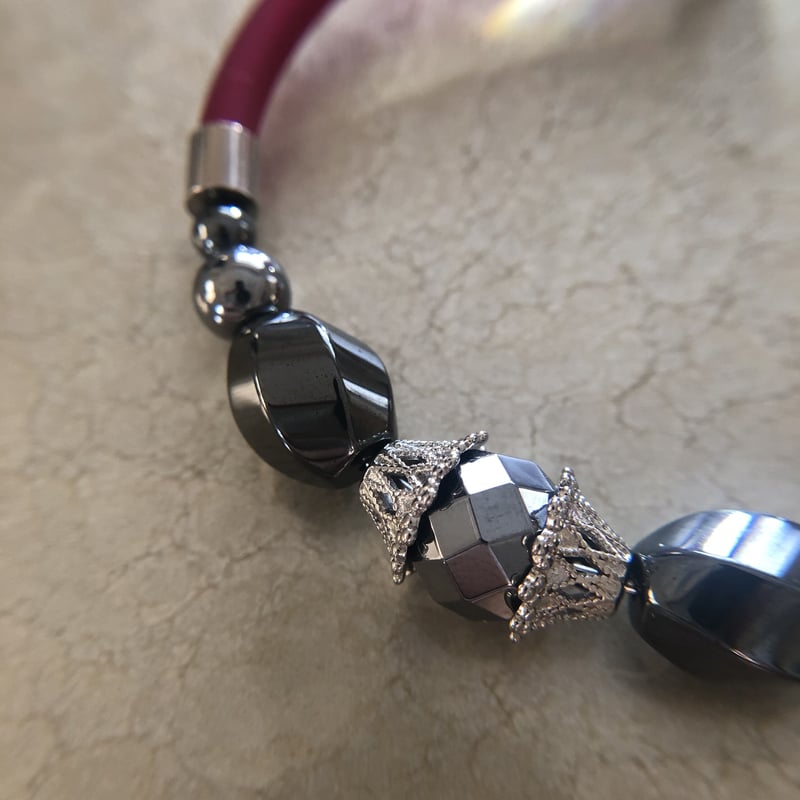 スターカット・テラヘルツ そろばん珠】【黒檀 ヘマタイトブレスレット スターカット・テラヘルツ そろばん珠】【黒檀 ヘマタイト