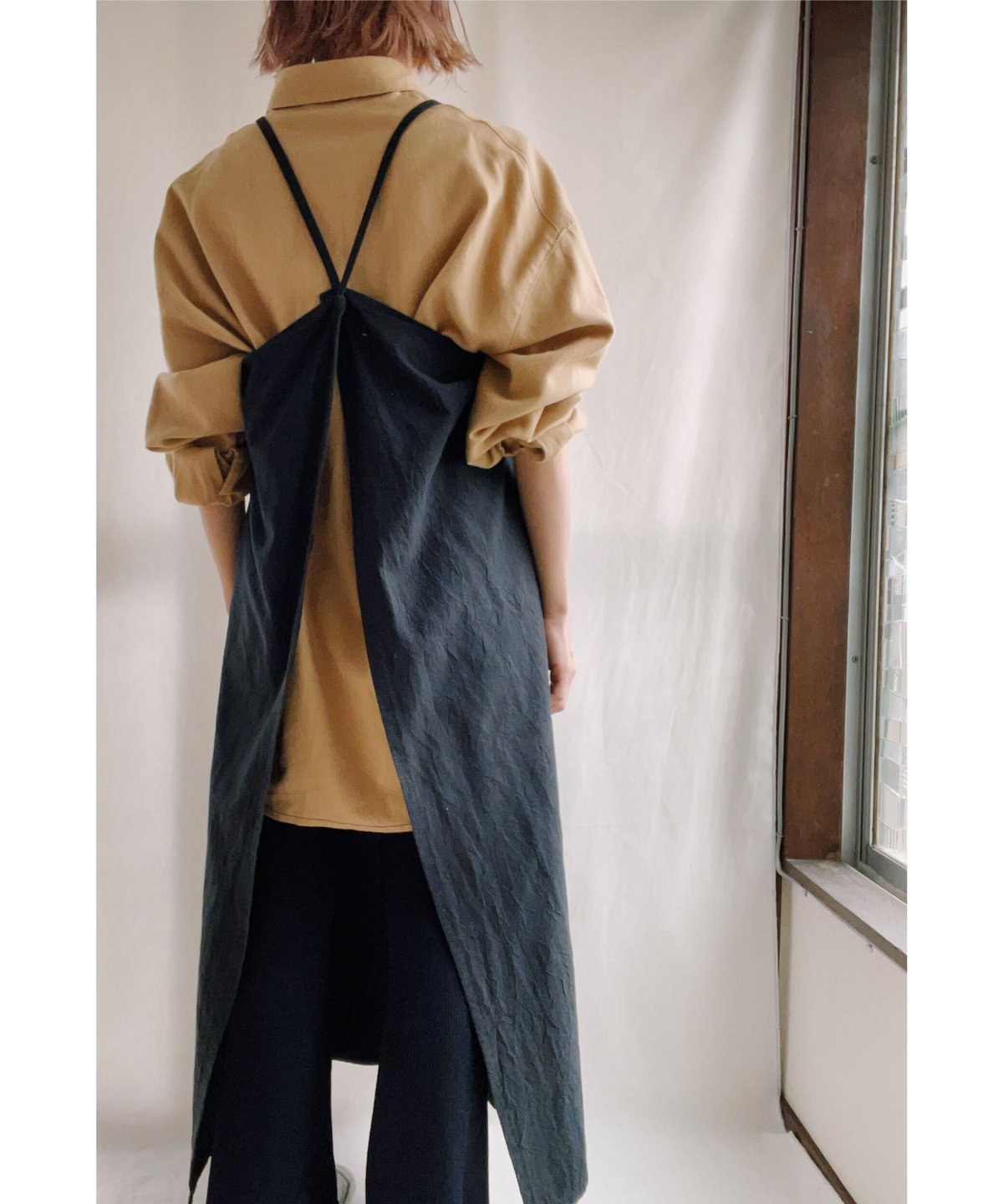 フラメンコ エプロン ロング丈 ジョーゼットホワイトxミニ黒玉 レースボランテ 1G0210-p03-p131-2way-