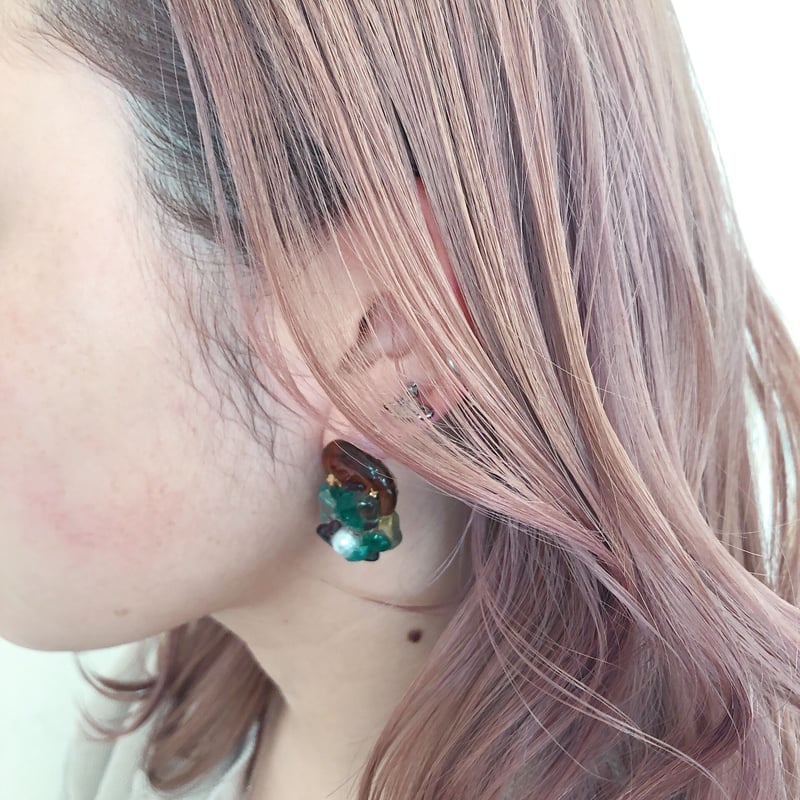 シーグラスと淡水パールのピアス | hinoshiro