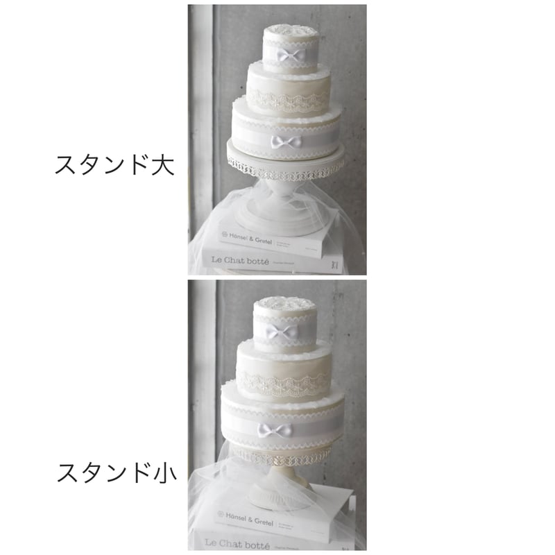 ホワイトローズの3段ケーキ型置物 ホワイトローズの3段ケーキ型置物