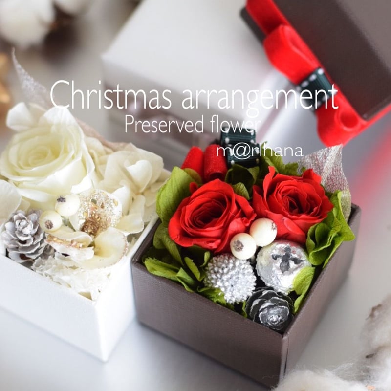 プリザーブドフラワー・miniボックスアレンジ・クリスマスバージョン