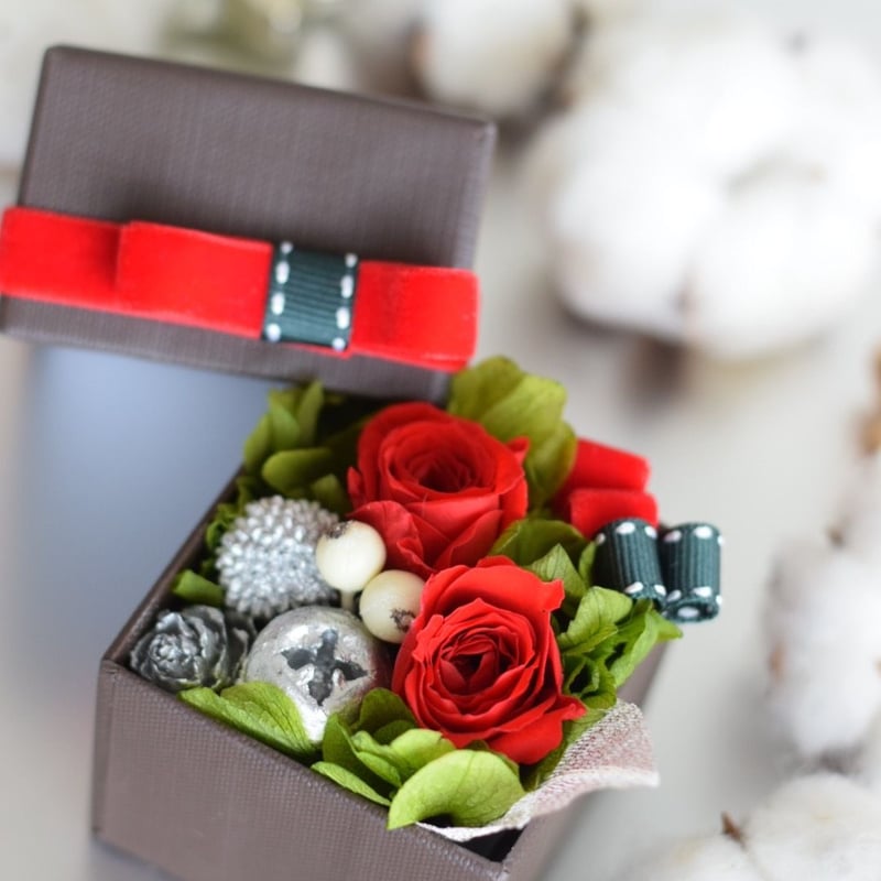 プリザーブドフラワー・miniボックスアレンジ・クリスマスバージョン