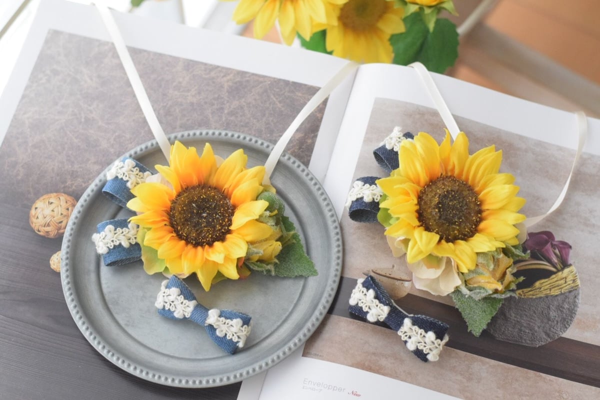 限定】デニムひまわりチョーカー &リボン | m@rihana