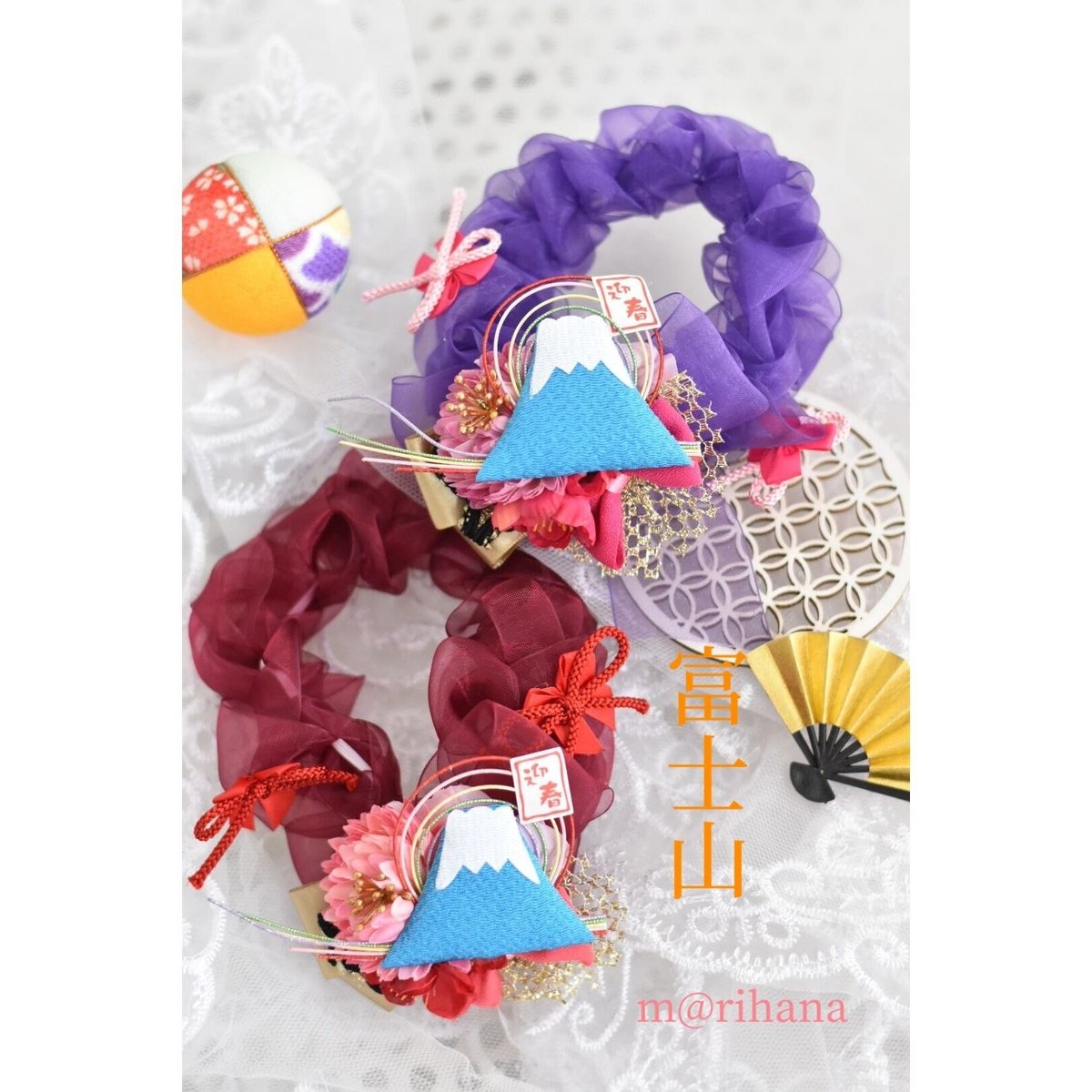 限定】『獅子丸』→『富士山』お正月シュシュ | m@rihana